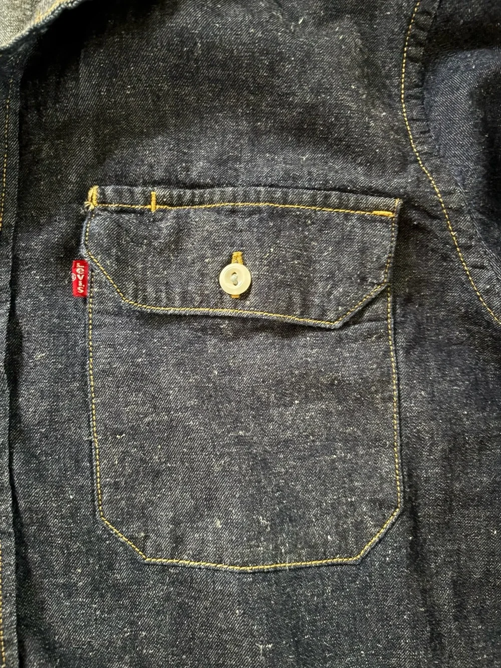 Levi's Men's Dark Blue Denim Button-Up Shirt